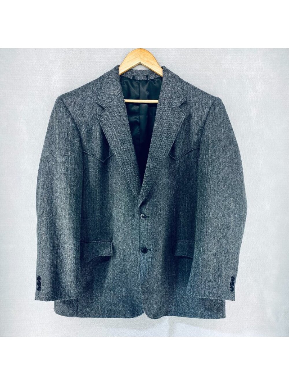 Circle S Blazer Mens 44R Gray Wool Sport Coat Western Jacket Wood Btns Cowboy